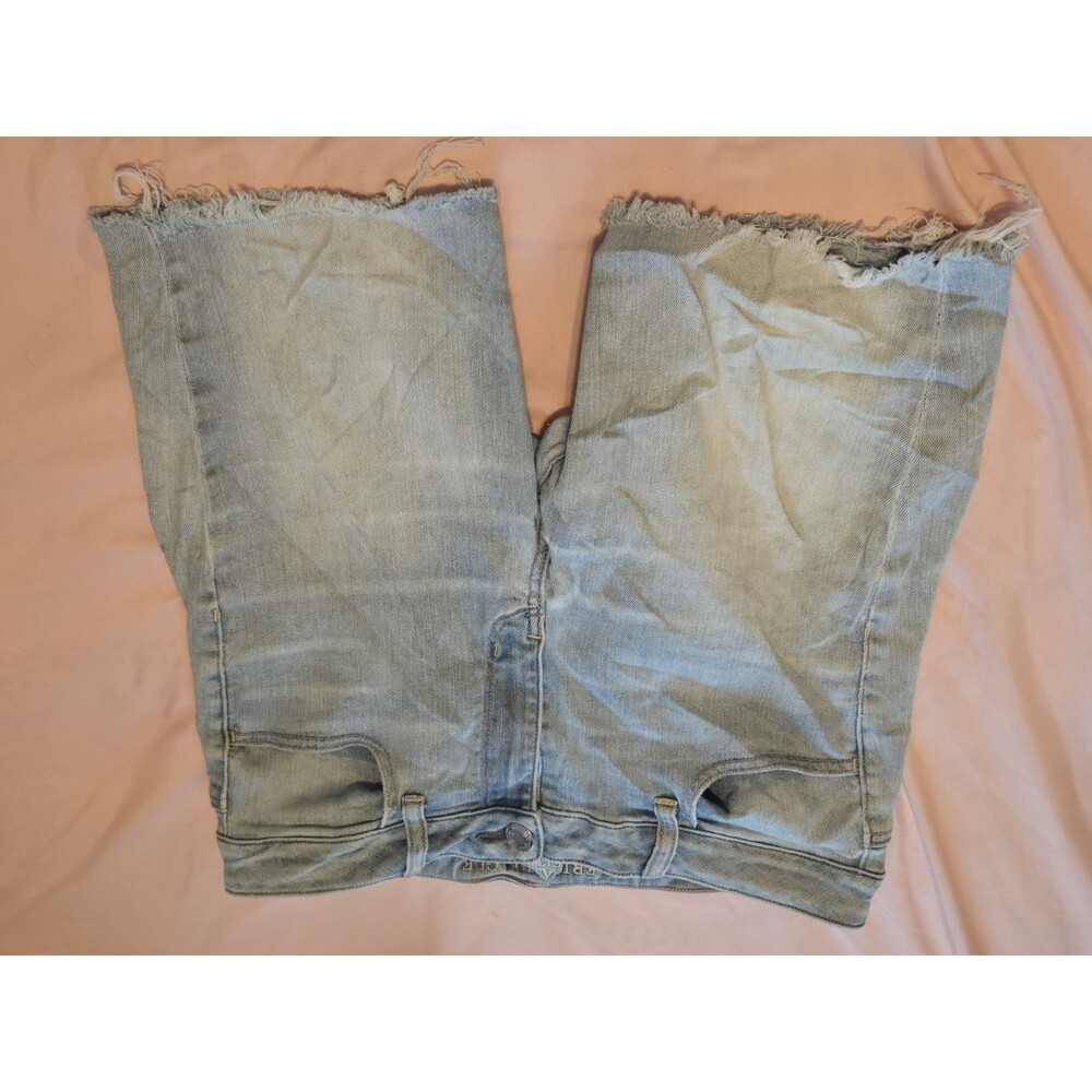 American Eagle High Stretch Denim Bermuda Shorts Jeggings 12S Frayed